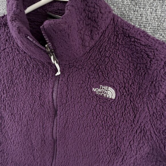 North Face Jacket Women Full Zip Fleece Soft Purple Logo Medium Long Sleeve - Picture 2 of 16